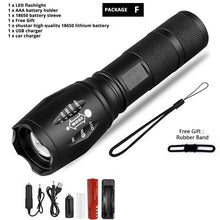 Load image into Gallery viewer, Waterproof Z45 Led Flashlight Ultra Bright Waterproof MINI Torch T6/L2/V6 zoomable 5 Modes 18650 rechargeable Battery for camping tactica Led Mini Water-Resistant Torch Light For Indoor & Outdoor Camping Hiking Accessories Gear