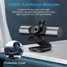 Load image into Gallery viewer, Webcam 1080P Full HD Autofocus Web Camera With Speaker Microphone USB Cam for PC Computer Laptop Video Calling Work Gaming 3D Noise Reduction