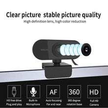 Load image into Gallery viewer, Webcam 1080P web camera with microphone Web USB Camera Full HD For PC computer Live Video Calling Work Conferencing Recording Gaming 3D Noise Reduction