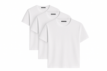 Load image into Gallery viewer, Mens Crew neck 3 Pack Solid 100% Cotton Double Neck Ribbed S-5XL