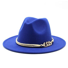Load image into Gallery viewer, White Elegant Wide Brim Simple Hat Summer Women Lady Retro Wide Brim Hat Charming Fedora Hat Solid Color Fedoras Hat With Chain Men Women Cotton Comfortable Jazz Cap 56-58cm