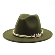 Load image into Gallery viewer, White Elegant Wide Brim Simple Hat Summer Women Lady Retro Wide Brim Hat Charming Fedora Hat Solid Color Fedoras Hat With Chain Men Women Cotton Comfortable Jazz Cap 56-58cm