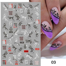 Load image into Gallery viewer, White Embossed Flower Lace 5D Sticker Decal Wedding Nail Art Designs Floral Flower Transfer Decal Geometry 3D Wave Design Decoration for Women Girls Tape Nail Art Stickers Decal Decoration Geometry Transfer Decals Nail Art Decorations Decoration Decal