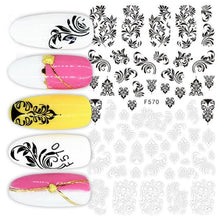 Load image into Gallery viewer, White Embossed Flower Lace 5D Sticker Decal Wedding Nail Art Designs Floral Flower Transfer Decal Geometry 3D Wave Design Decoration for Women Girls Tape Nail Art Stickers Decal Decoration Geometry Transfer Decals Nail Art Decorations Decoration Decal