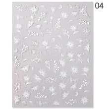 Load image into Gallery viewer, White Embossed Flower Lace 5D Sticker Decal Wedding Nail Art Designs Floral Flower Transfer Decal Geometry 3D Wave Design Decoration for Women Girls Tape Nail Art Stickers Decal Decoration Geometry Transfer Decals Nail Art Decorations Decoration Decal