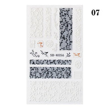 Load image into Gallery viewer, White Embossed Flower Lace Sticker Decal Wedding Nail Art Designs Floral Butterfly Japanese Manicures Nail Decoration Metallic Curve Strip Line Nail Decal Self-Adhesive 3D Wave Design Decoration for Women Girls Adhesive Striping Tape Nail Art Stickers
