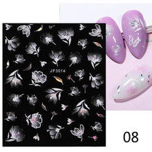 Load image into Gallery viewer, White Embossed Flower Lace Sticker Decal Wedding Nail Art Designs Floral Butterfly Japanese Manicures Nail Decoration Metallic Curve Strip Line Nail Decal Self-Adhesive 3D Wave Design Decoration for Women Girls Adhesive Striping Tape Nail Art Stickers