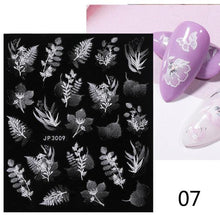Load image into Gallery viewer, White Embossed Flower Lace Sticker Decal Wedding Nail Art Designs Floral Butterfly Japanese Manicures Nail Decoration Metallic Curve Strip Line Nail Decal Self-Adhesive 3D Wave Design Decoration for Women Girls Adhesive Striping Tape Nail Art Stickers
