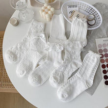 Load image into Gallery viewer, White Lace Socks Women Heart Bowknot Cotton Socks Femme Sweet Socks Ankle Socks Dress Socks For Women