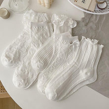 Load image into Gallery viewer, White Lace Socks Women Heart Bowknot Cotton Socks Femme Sweet Socks Ankle Socks Dress Socks For Women