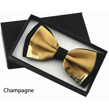 Load image into Gallery viewer, White Men Elegant Polyester Butterfly Bowtie Metal Corners Wedding Bowtie Party Bow Ties