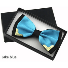 Load image into Gallery viewer, White Men Elegant Polyester Butterfly Bowtie Metal Corners Wedding Bowtie Party Bow Ties