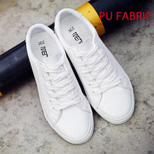 Load image into Gallery viewer, White Summer Womens Sneakers Trainers White Leather Canvas Shoes Tenis Classic Casual Cotton Slip On Canvas Comfortable Walking Flats Sneakers