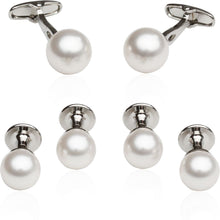 Load image into Gallery viewer, White Swarovski Pearl Formal Set Cufflinks & Studs