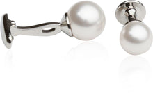 Load image into Gallery viewer, White Swarovski Pearl Formal Set Cufflinks & Studs