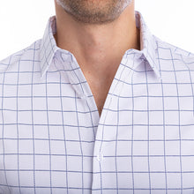 Load image into Gallery viewer, goTIELESS Ultimate Dress Shirt (White/Navy Windowpane)