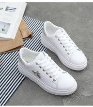 Load image into Gallery viewer, White Women Sneakers Platform Fashion Rhinestone Sneakers Lace Up Casual Shoes Breathable Comfortable Women's Casual Flats Elegant High Quality Sport Women Sneakers