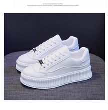 Load image into Gallery viewer, White Women Spring Running Thick Shoes Woman Comfortable Sneakers Leather Spring Flats Trainers Outdoor Vulcanize Slip On Trainers Fashion Platform Sneakers