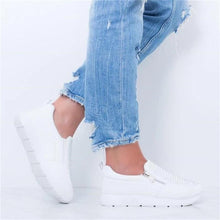 Load image into Gallery viewer, White Womens Crystal Sneakers Spring Autumn Casual Zipper Flat Shoes Non-slip Breathable Outdoor Espadrilles Breathable Mesh Simple Design Slip-On Shoes Women Mesh Casual Espadrilles