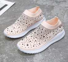 Load image into Gallery viewer, White Womens Crystal Sneakers Spring Autumn Casual Zipper Flat Shoes Non-slip Breathable Outdoor Espadrilles Breathable Mesh Simple Design Slip-On Shoes Women Mesh Casual Espadrilles