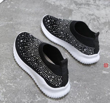 Load image into Gallery viewer, White Womens Crystal Sneakers Spring Autumn Casual Zipper Flat Shoes Non-slip Breathable Outdoor Espadrilles Breathable Mesh Simple Design Slip-On Shoes Women Mesh Casual Espadrilles