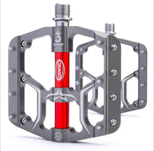 Load image into Gallery viewer, Wide Flat Mountain Road Cycling Bicycle Bike Pedal 3 Sealed Bearings 9/16 in Aluminum With Removable Antiskid Cleats Mountain Bike Pedal Platform Flat Bicycle Pedals Aluminum Alloy Non-Slip Metal Bike Pedals With 3 Bearings For Road