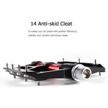 Load image into Gallery viewer, Wide Flat Mountain Road Cycling Bicycle Bike Pedal 3 Sealed Bearings 9/16 in Aluminum With Removable Antiskid Cleats Mountain Bike Pedal Platform Flat Bicycle Pedals Aluminum Alloy Non-Slip Metal Bike Pedals With 3 Bearings For Road