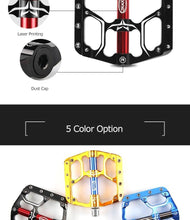 Load image into Gallery viewer, Wide Flat Mountain Road Cycling Bicycle Bike Pedal 3 Sealed Bearings 9/16 in Aluminum With Removable Antiskid Cleats Mountain Bike Pedal Platform Flat Bicycle Pedals Aluminum Alloy Non-Slip Metal Bike Pedals With 3 Bearings For Road