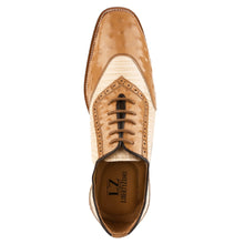 Load image into Gallery viewer, William Genuine Leather Two Tonned Lizard/Ostrich Print Oxford Shoes
