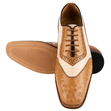 Load image into Gallery viewer, William Genuine Leather Two Tonned Lizard/Ostrich Print Oxford Shoes