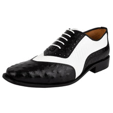 Load image into Gallery viewer, William Genuine Leather Two Tonned Lizard/Ostrich Print Oxford Shoes