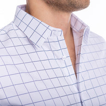 Load image into Gallery viewer, goTIELESS Ultimate Dress Shirt (White/Navy Windowpane)