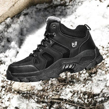 Load image into Gallery viewer, Winter Ankle Boots Mens Snow Warm Fur Leather Hiking Boots Outdoor Hunting Men's Work Warm Hiking Boots High Top Winter Outdoor Walking Lace Up Anti-Slip Breathable Ankle Booties For Mens
