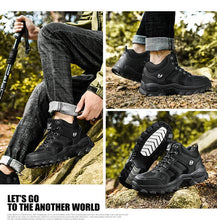 Load image into Gallery viewer, Winter Ankle Boots Mens Snow Warm Fur Leather Hiking Boots Outdoor Hunting Men's Work Warm Hiking Boots High Top Winter Outdoor Walking Lace Up Anti-Slip Breathable Ankle Booties For Mens