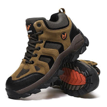 Load image into Gallery viewer, Winter Ankle Boots Mens Snow Warm Fur Leather Hiking Boots Outdoor Hunting Men's Work Warm Hiking Boots High Top Winter Outdoor Walking Lace Up Anti-Slip Breathable Ankle Booties For Mens