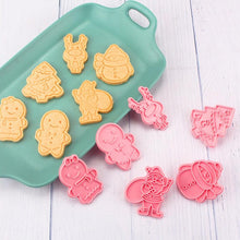 Load image into Gallery viewer, Winter Cartoon Biscuit Mould Christmas Cookie Cutters Christmas Molds ABS Plastic Baking Mould Cookie Tools Cake Decorating Tools Cartoon Cookie Christmas Tree Shaped Biscuit Molds