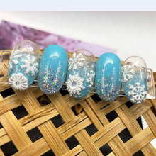 Load image into Gallery viewer, Winter Christmas Acrylic Engraved Nail Sticker Colorful Snow Design Decals Nail Water Slide Decals Nail Art Stickers Decals Christmas Snowflake Bronzing Christmas Slider Nail Art 3D Decals Decoration Decals Snowflakes Elk Bear Christmas Xmas Stickers