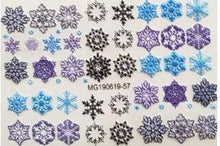 Load image into Gallery viewer, Winter Christmas Acrylic Engraved Nail Sticker Colorful Snow Design Decals Nail Water Slide Decals Nail Art Stickers Decals Christmas Snowflake Bronzing Christmas Slider Nail Art 3D Decals Decoration Decals Snowflakes Elk Bear Christmas Xmas Stickers