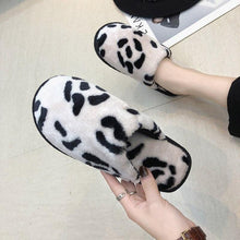 Load image into Gallery viewer, Winter Cotton Slippers Women Leopard Shoes Fashion Fur Slides For Home Comfort Warm Womens Slippers Non-slip Fuzzy House Memory Foam Slippers Furry Fur Lined Bedroom Slippers