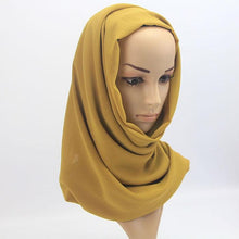 Load image into Gallery viewer, Winter Fashion Long Solid Color Soft Muslim Bubble Chiffon Hijab Scarf Shawls Hijab Elegant Scarf Wrap Lightweight Islamic Head Wear Escharpe Shawls Headband Wraps Lightweight Head Scarves Ladies Hijabs For Women