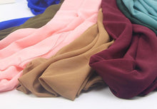 Load image into Gallery viewer, Winter Fashion Long Solid Color Soft Muslim Bubble Chiffon Hijab Scarf Shawls Hijab Elegant Scarf Wrap Lightweight Islamic Head Wear Escharpe Shawls Headband Wraps Lightweight Head Scarves Ladies Hijabs For Women