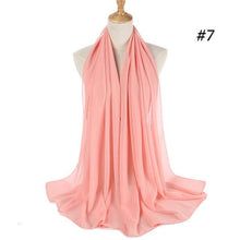 Load image into Gallery viewer, Winter Fashion Long Solid Color Soft Muslim Bubble Chiffon Hijab Scarf Shawls Hijab Elegant Scarf Wrap Lightweight Islamic Head Wear Escharpe Shawls Headband Wraps Lightweight Head Scarves Ladies Hijabs For Women