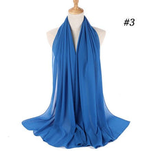 Load image into Gallery viewer, Winter Fashion Long Solid Color Soft Muslim Bubble Chiffon Hijab Scarf Shawls Hijab Elegant Scarf Wrap Lightweight Islamic Head Wear Escharpe Shawls Headband Wraps Lightweight Head Scarves Ladies Hijabs For Women