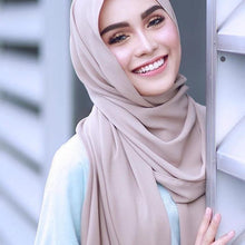 Load image into Gallery viewer, Winter Fashion Long Solid Color Soft Muslim Bubble Chiffon Hijab Scarf Shawls Hijab Elegant Scarf Wrap Lightweight Islamic Head Wear Escharpe Shawls Headband Wraps Lightweight Head Scarves Ladies Hijabs For Women