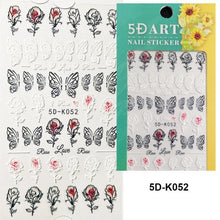 Load image into Gallery viewer, Winter Knit Sweater Cloth Pattern 5D Nails Decal Engraved Embossed Nail Art Adhesive Decals For new year Valentines Gift Palm Leaf Nail Self-Adhesive Decals Nail Stickers Water Transfer Fresh Nail Decals for Nail Art Butterfly Palm