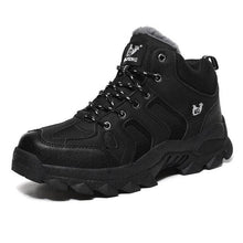 Load image into Gallery viewer, Winter Leather Mens Boots Fur Super Warm Snow Boots Men Winter Work Casual Shoes High Top Rubber Boots Winter Warm Outdoor Walking Lace Up Anti-Slip Breathable Ankle Booties