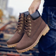 Load image into Gallery viewer, Winter Luxury Shoes Mens Flat Heel Boots Fashion Warm Ankle Boots Outdoor Warm Non Slip Fur Lined Ankle Boots Leather Winter Walking Shoes For Mens