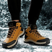 Load image into Gallery viewer, Winter Mens Boots Plush Warm Snow Boots Waterproof Outdoor Short Boots Leather Ankle Hiking Boots Mens Waterproof Outdoor Snow Boots Winter Cold Weather Shoes