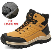 Load image into Gallery viewer, Winter Mens Boots Plush Warm Snow Boots Waterproof Outdoor Short Boots Leather Ankle Hiking Boots Mens Waterproof Outdoor Snow Boots Winter Cold Weather Shoes