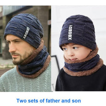 Load image into Gallery viewer, Winter Scarf Hat Set Outdoor Sport Warm Beanies Hat For Men Knitted Hats Bandana Hiking Camping Kid Neck Warmer Cap Neck Gaiter Winter Knitted Beanie Scarf Men Hat Neck Warmer Gaiter Face Cover Winter Beanie Hat Scarf Set Fleece Lined Skull Cap Winter Hat
